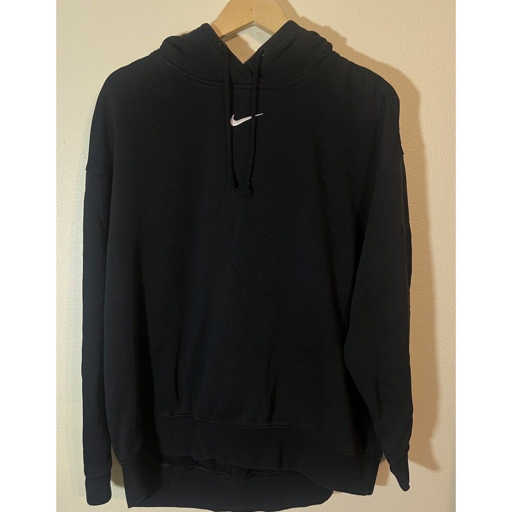 Nike Men's Black Middle Swoosh Hoodie Sweatshirt - Size Large